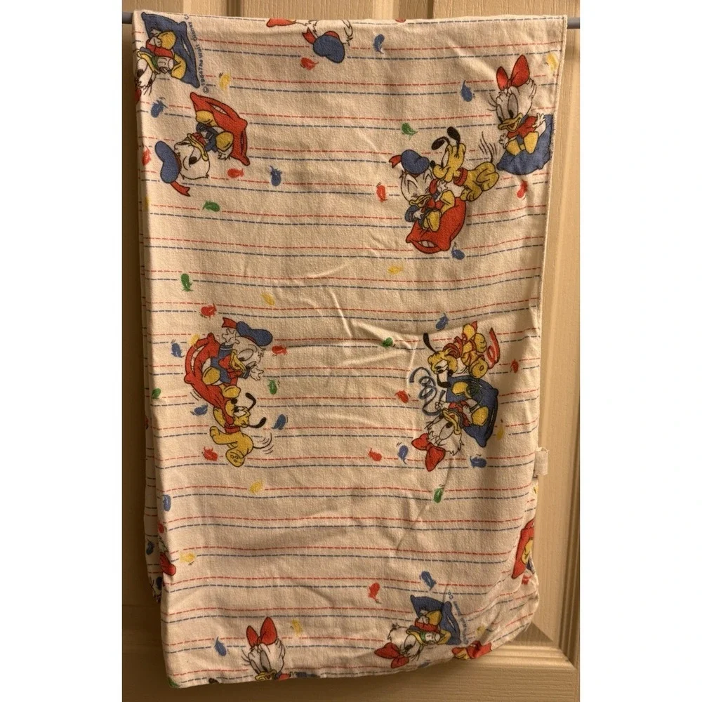 VTG 1984 Disney Baby‎ Receiving Blanket Mickey Minnie Donald Flannel 38